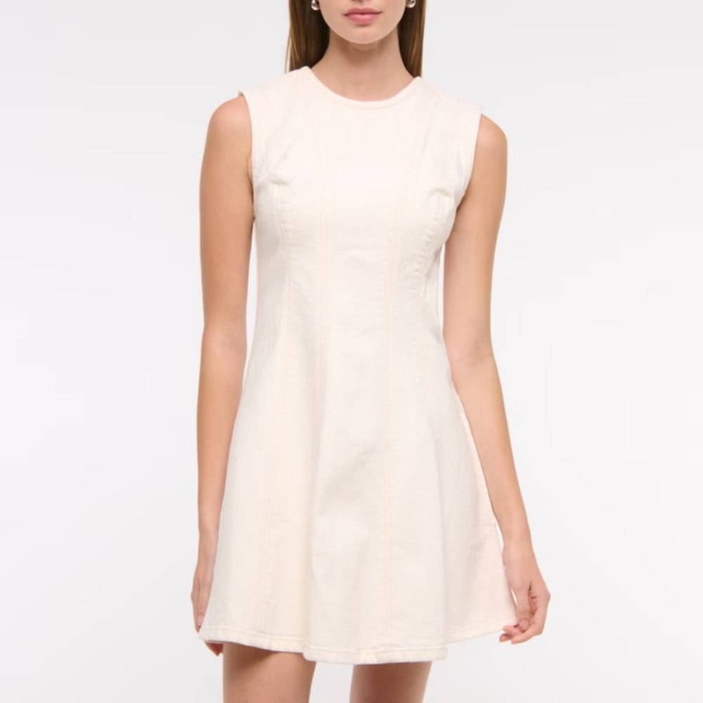 The A&F Mila High-Neck Denim Mini Dress